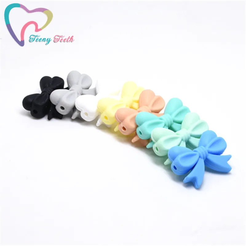 10 шт. Детские Силиконовые для Прорезывание Зубов бантом и отделкой из бус своими