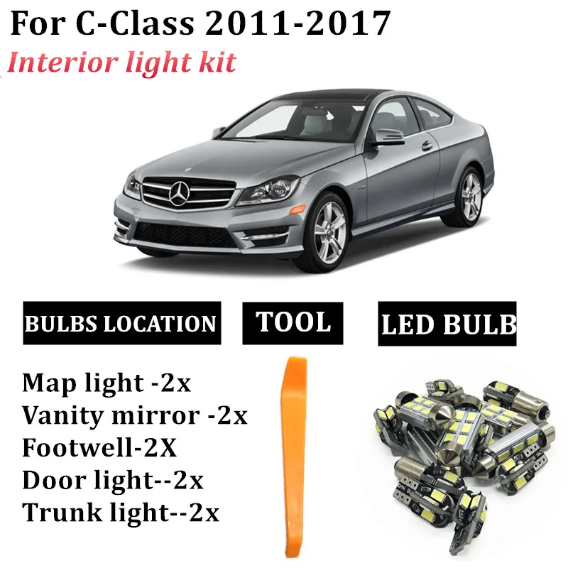 10x Canbus Автомобильный светодиодный светильник для Mercedes Benz c класс 2011 2017 авто