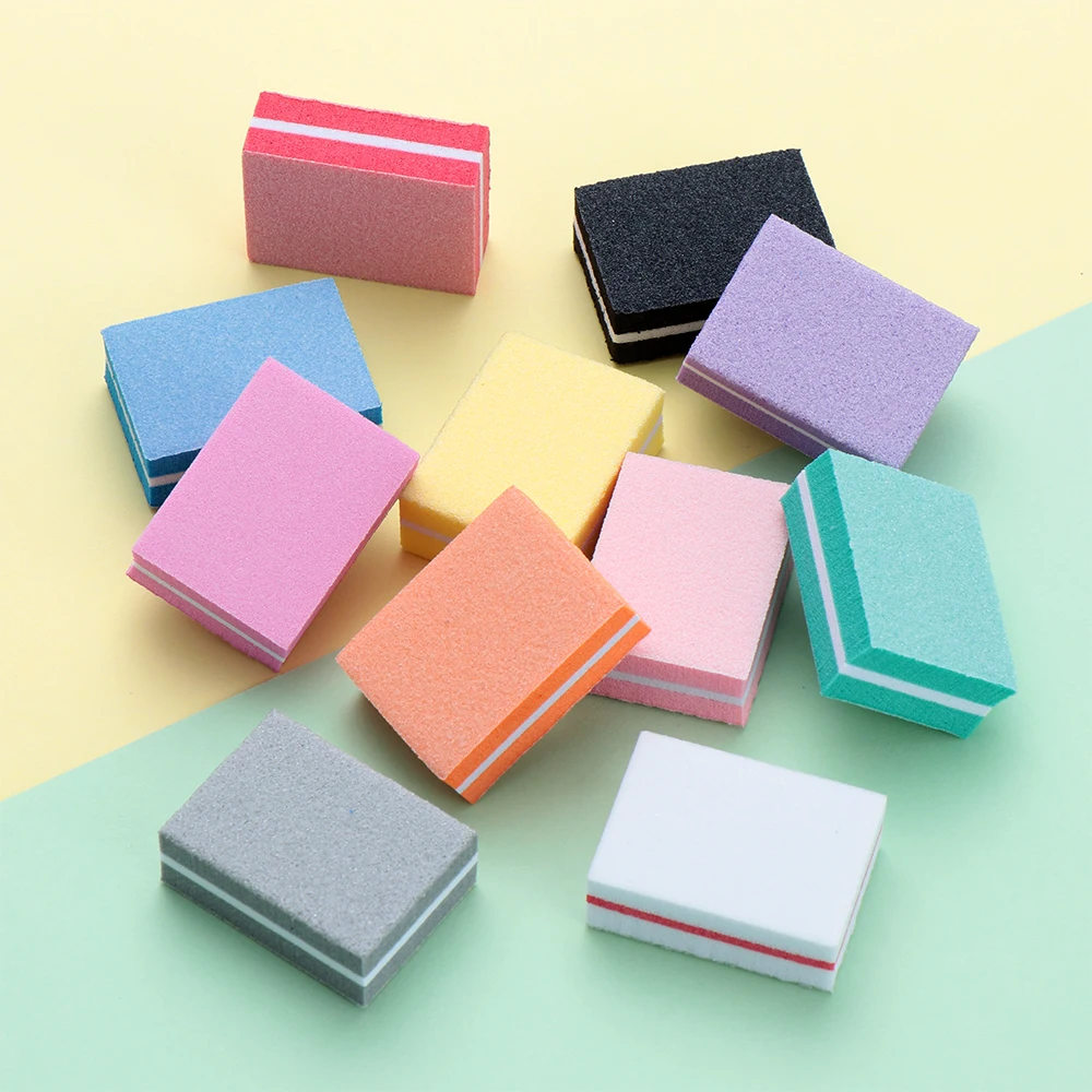 Двусторонняя мини пилка для ногтей 20 шт. красочная губка шлифовальный буфер