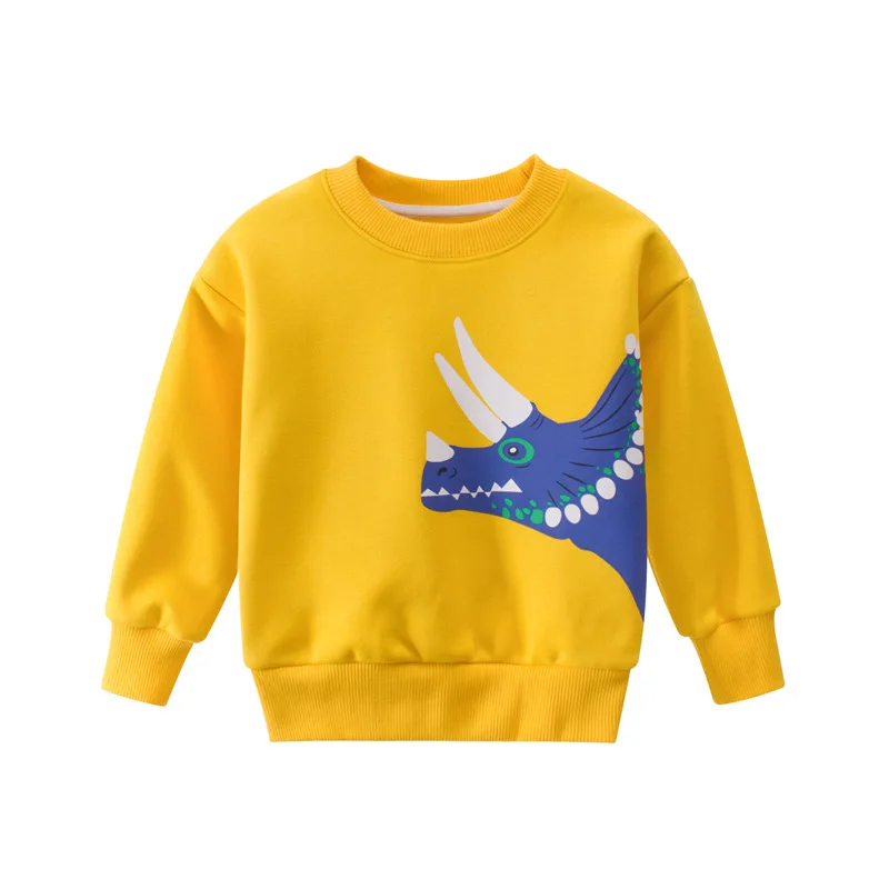 2950yellow Детский свитер с динозавром из мультфильма для мальчиков 2-9 лет, весна-осень, новая детская одежда для мальчиков и девочек, детские футболки для мальчиков, 27 - Цвет: 2950yellow