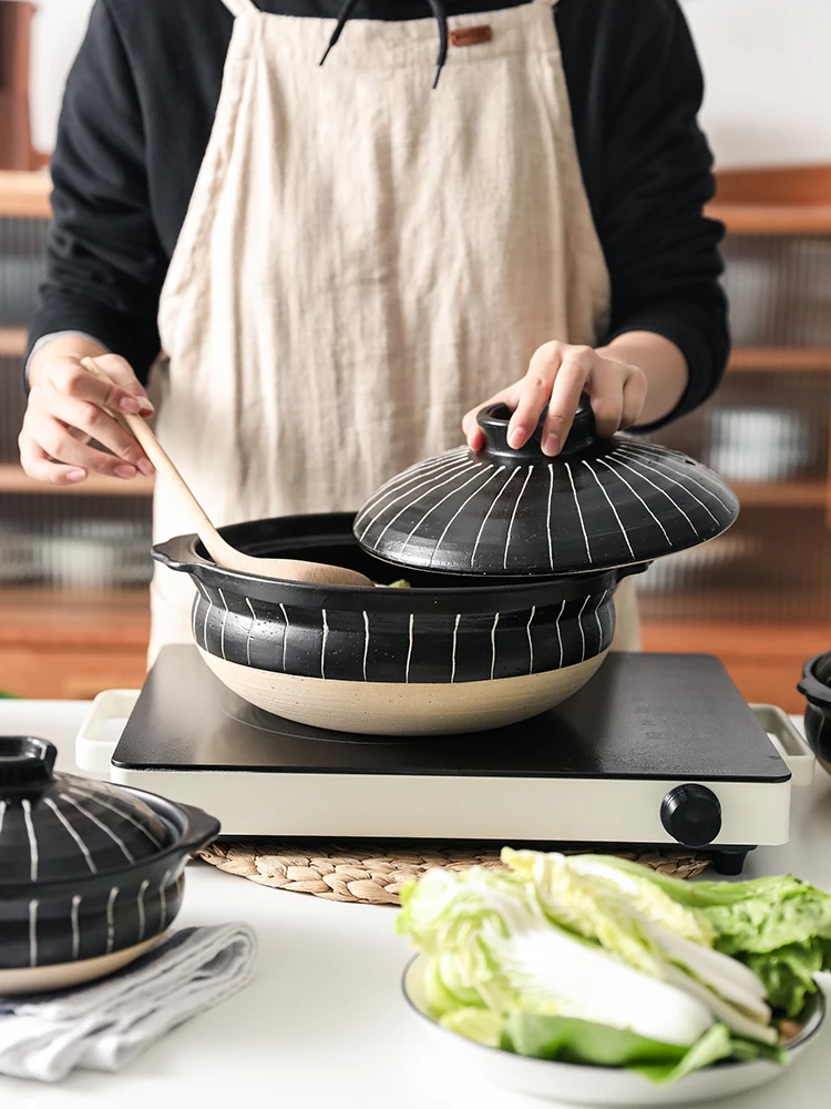 Японская фарфоровая глиняная кастрюля в стиле ретро домашняя термостойкая