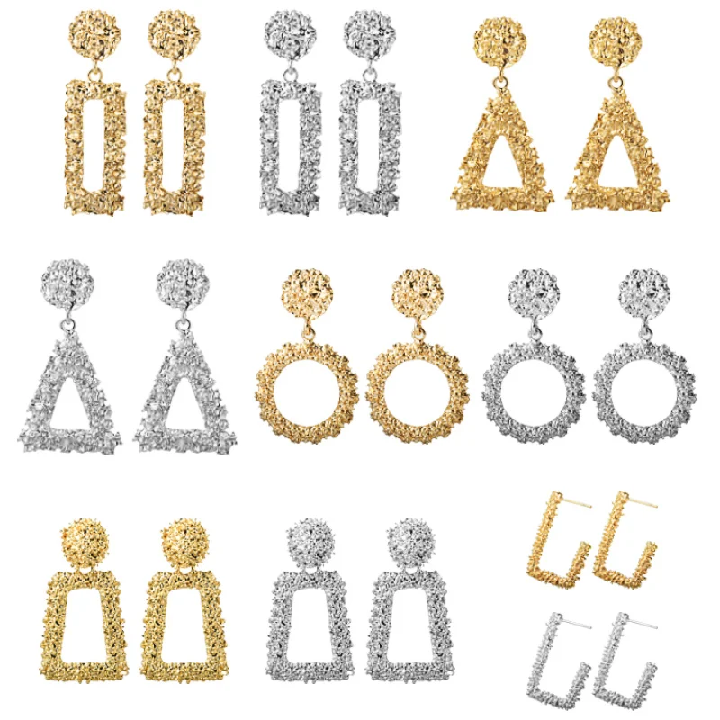 POXAM винтажные Роскошные геометрические металлические серьги золотого и