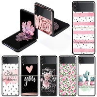 cute phink pattern case for samsung galaxy z flip 3 hard silicone tpu funda shockproof cover luxury phone shell