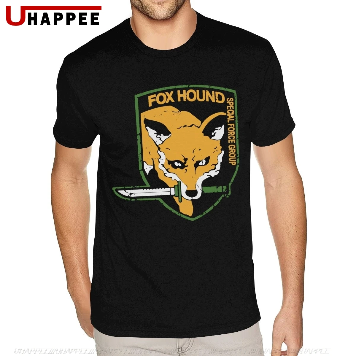 

Printing Metal Gear Solid Fox Hound Tees for Men 3-6XL Short Sleeved Full Cotton Crew Neck Tees Shirt