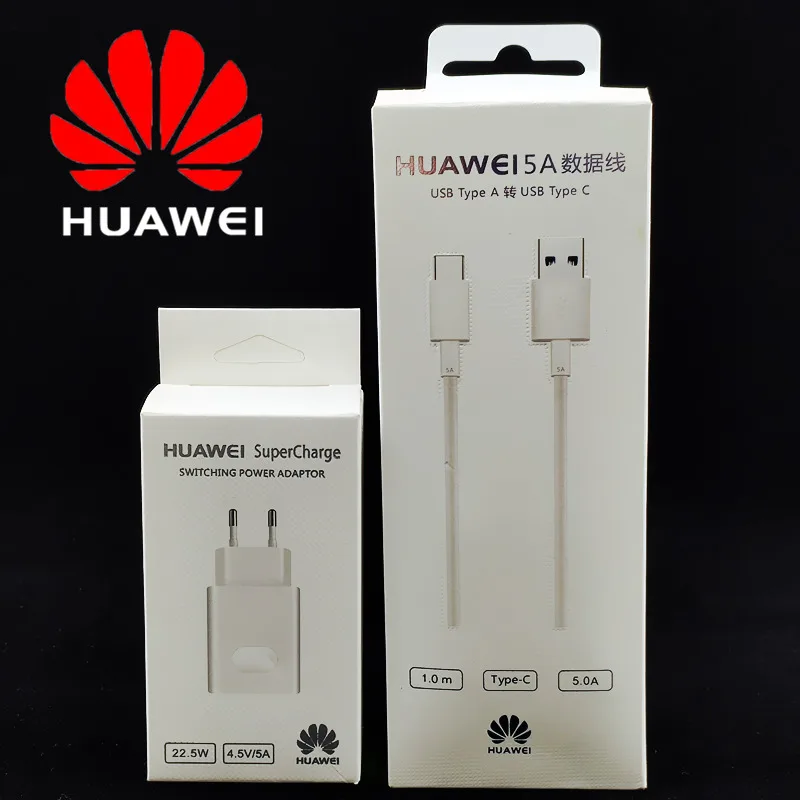 

original 22.5W Huawei P20 Fast Charger Supercharge quick charge EU adapter 5A Usb Type c cable for p10 p30 pro Nova 5t 6 mate 20