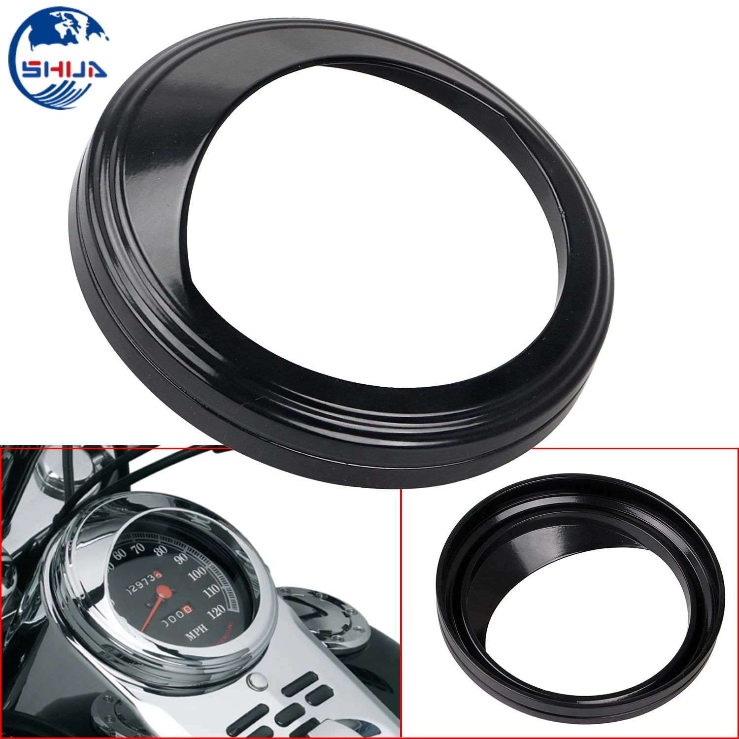 Черный 5 &quotспидометр ободок козырек отделка кольцо крышка алюминиевый для Harley