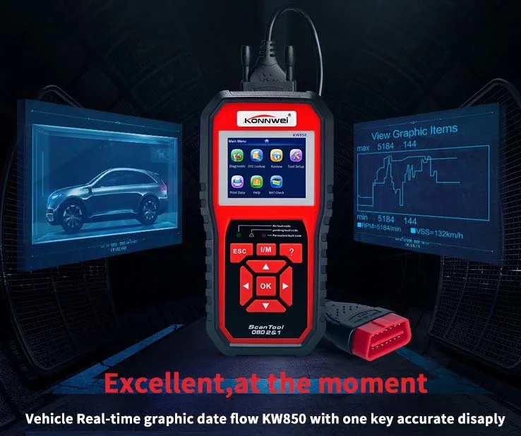 KONNWEI KW850 автоматический диагностический сканер универсальный Obd2 автомобильный диагностический инструмент автомобильный код считыватель программный сканер
