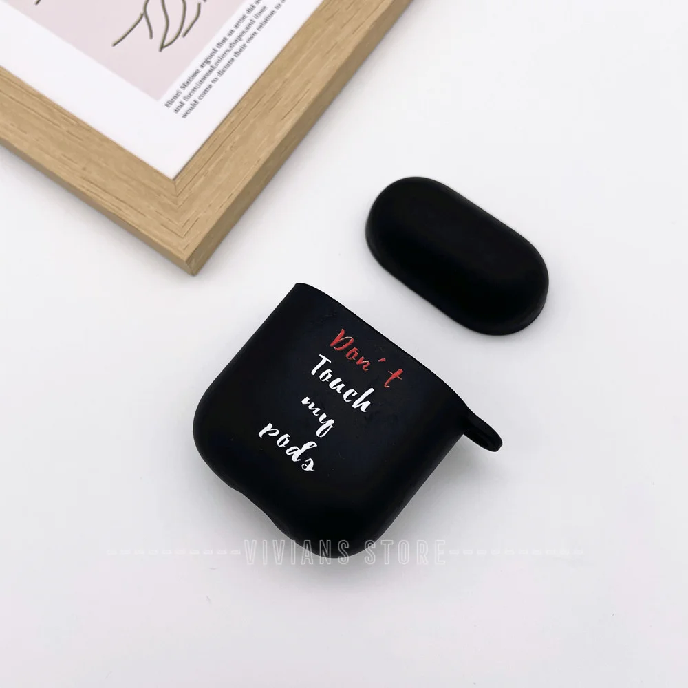 

Silicone Case for Apple Airpods 1 2 Cases Cover Slogan Simple Text Dont touch airpods Earphone Cover for Airpods Pro capa Bags