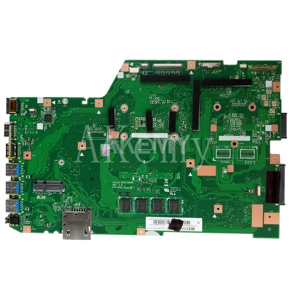 

X751LA motherboard For ASUS X751L K751L R752L X751LAB X751LN X751LD X751LX X751LJ I3 / I5 /I7 CPU Laptop mainboard LVDS/EDP