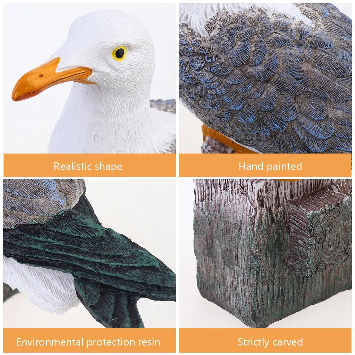 

Mediterranean Style Resin Desktop Decoration Bird Shaped Crafts Creative Simulation Seagull Sculptures Ornament Home Office Deco