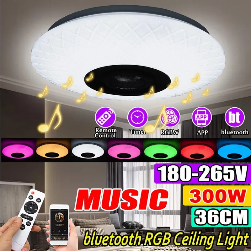

RGB-светильник потолочный с Bluetooth-динамиком, 300 Вт, 36 см