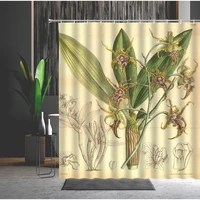 flowers shower curtain orchid green leaf spring natural landscape bathtub screen bathroom accessories with hook bath curtains