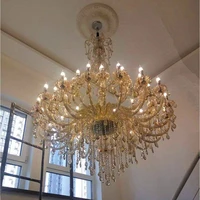 european style penthouse living room with big chandelier villa hotel lobby crystal lamp spiral staircase long chandelier zg8183