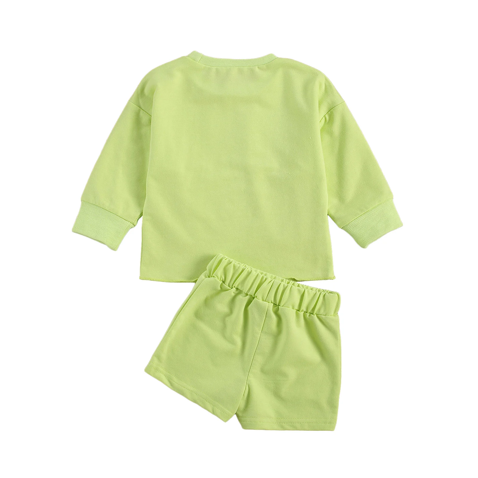 

Комплект одежды из 2 предметов для маленьких девочек и мальчиков, рубашка с длинным рукавом, топы, шорты, однотонный весенне-осенний наряд, О...