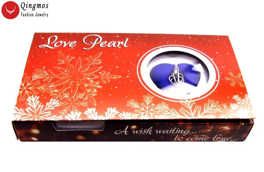 

Qingmos Christmas Day Gift One Snowflake Wish Pearl Box Heart Pendant Necklace for Women with Oyster Pearl Necklace 16" Chokers