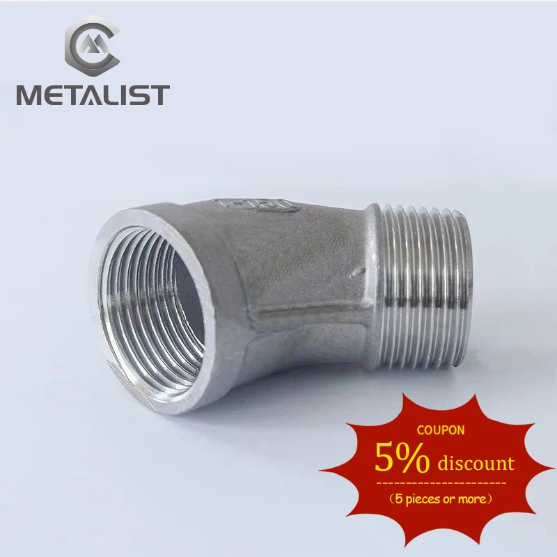 METALIST BSP 3/4&quotDN20 Female*3/4&quotDN20 Male Thread 45 Degree Elbow SUS304 Pipe Fitting Connector/Adapter For Water Oil Air |