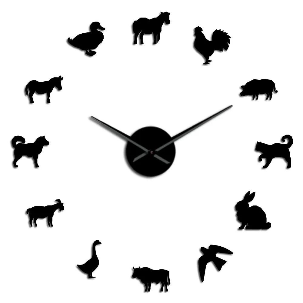 

Acrylic barn animal kitchen large wall clock wall decoration farm animal DIY large silent wall clock