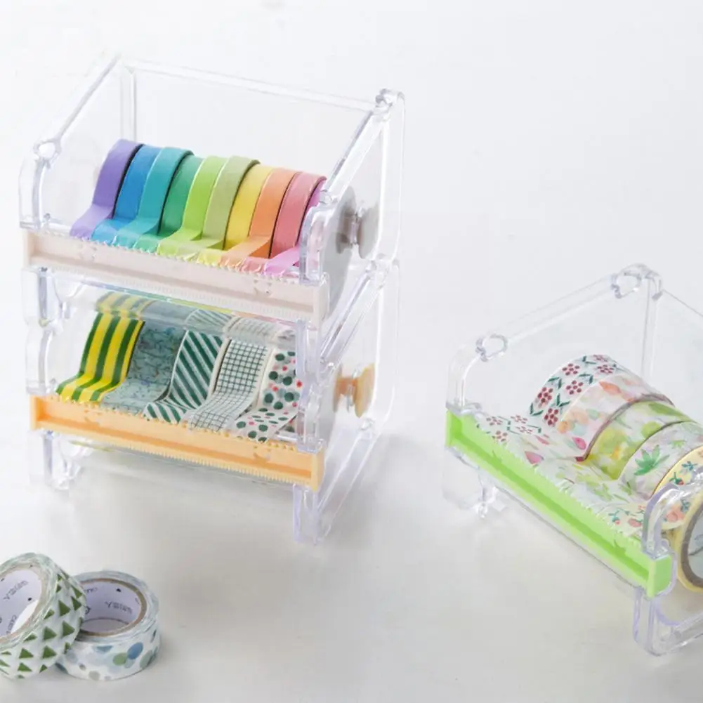 

Creative Tape Cutter Mini Tape Machine Tape Cutter Tape Transparent Storage Stationery Tape Box Office Holder Student Dispe N9W2