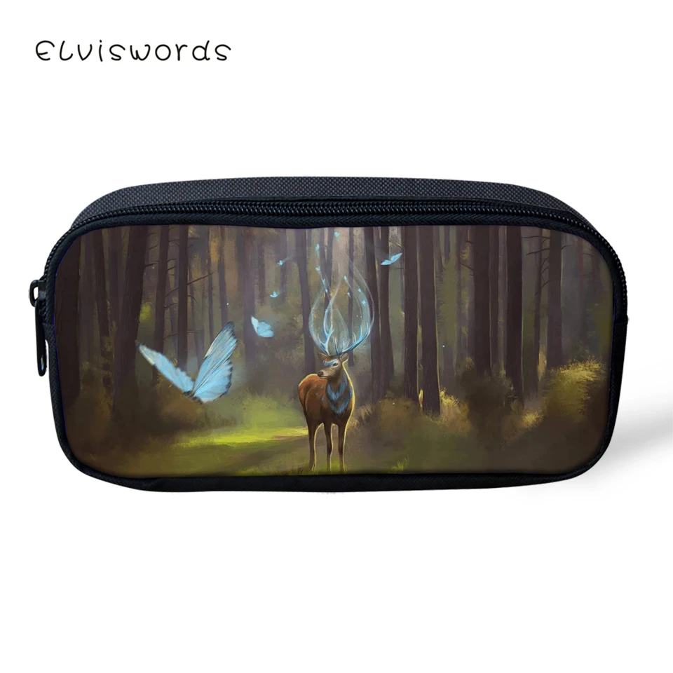 ELVISWORDS модный пенал для детей Фэнтези олень шаблон студенческий ящик мультфильм