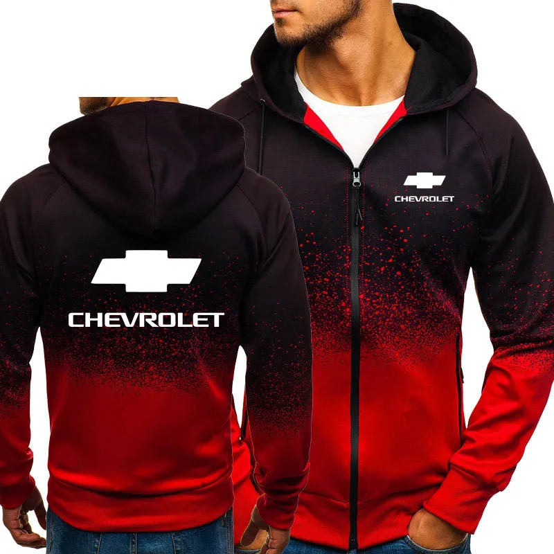 

Unisex Mens jackets Chevrolet Car Logo Printing Spring Autumn Fashion Casual Gradient Sport Jacket Cotton Mens zip hoodie