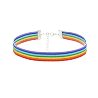 fsunion 2021 new men women gay pride choker necklacepride lace choker ribbon collar with pendant jewelry wholesale gifts