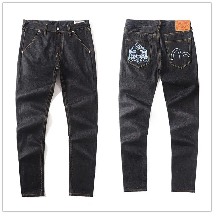 Evisu, новинка, повседневные, мужские, дышащие, высокое качество, джинсы, теплые, мужские, бренд, вышивка, прямые, с принтом, мужские брюки, четыре сезона