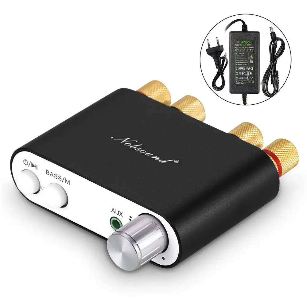 With power supply Douk аудио NS-10G TPA3116 Мини цифровой усилитель стерео Hi-Fi домашняя аудио Bluetooth 4,0 усилитель мощности 50 Вт+ 50 Вт черный - Цвет: With power supply