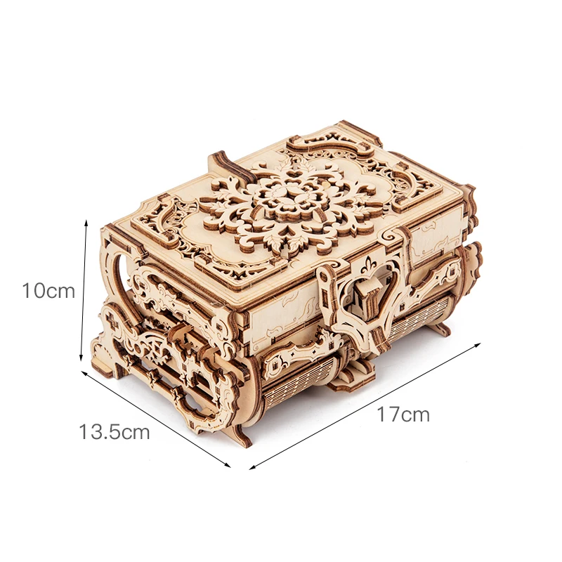 

New wooden 3D assembled creative DIY puzzle wooden mechanical transmission antique box model assembled toy gift wooden toys