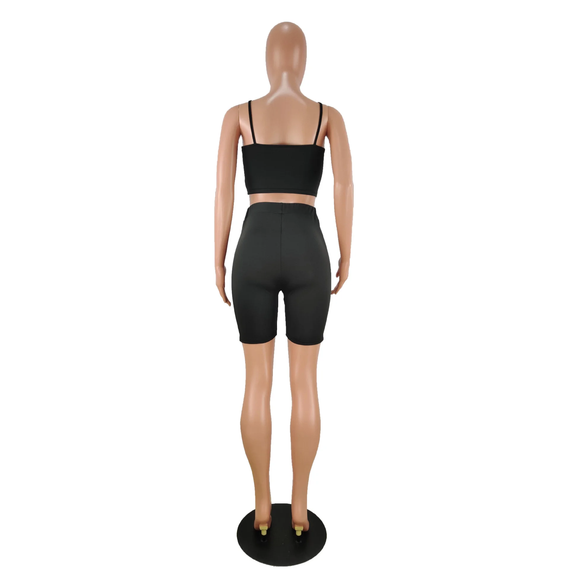 

Women Sexy Fashion Set Sleeveless Camisole Letter Print Crop Top and Shorts Leisure European and American Female Two Piece Set