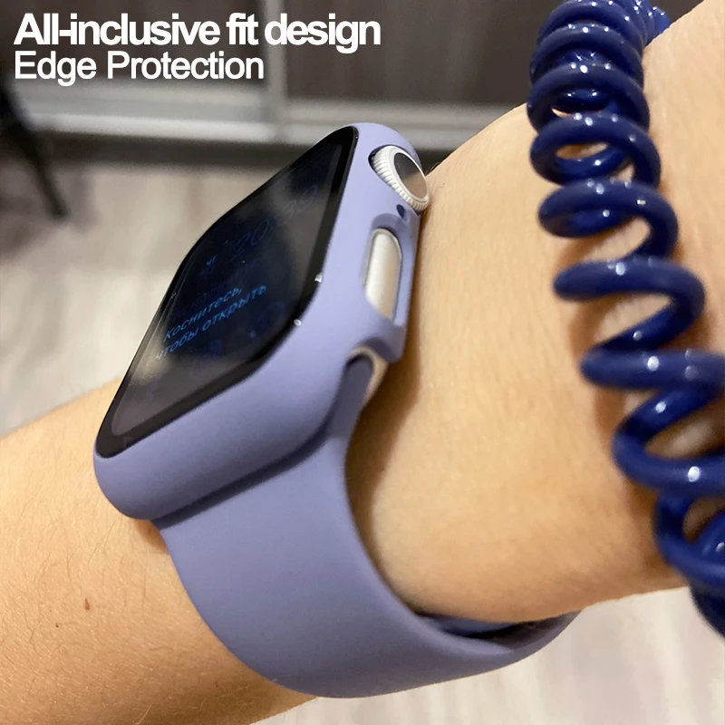 Бампер Экран протектор чехол Крышка для наручных часов iwatch 6 5 4 3 SE 2IN1 стекло Apple Watch