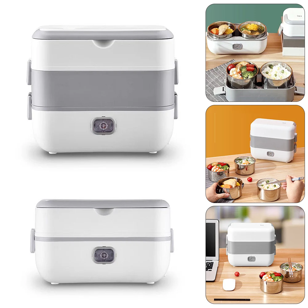 

Electric Cooking Lunch Box Rice Cooker 2/4 Stainless Steel Liners Steaming Food Warmer Container Portable Bento Box for Office