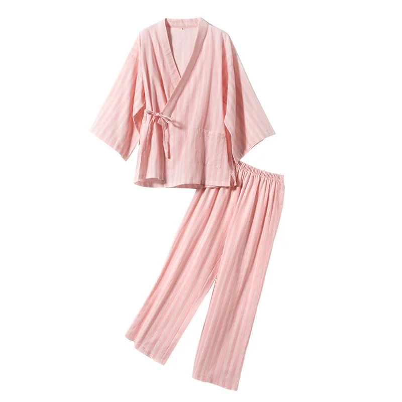 

Женская пижама в стиле харадзпи, весна-осень 2021, японский простой Повседневный темпераментный костюм со шнуровкой, V-образным вырезом и длин...