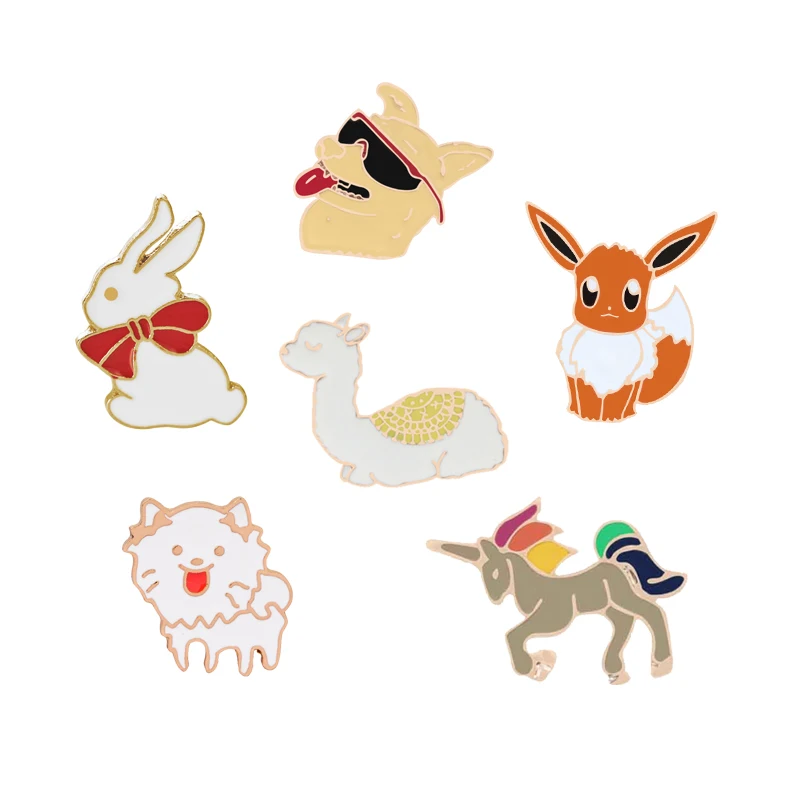 Мультяшные броши в виде животных Кролик Альпака лошадь собака лисица