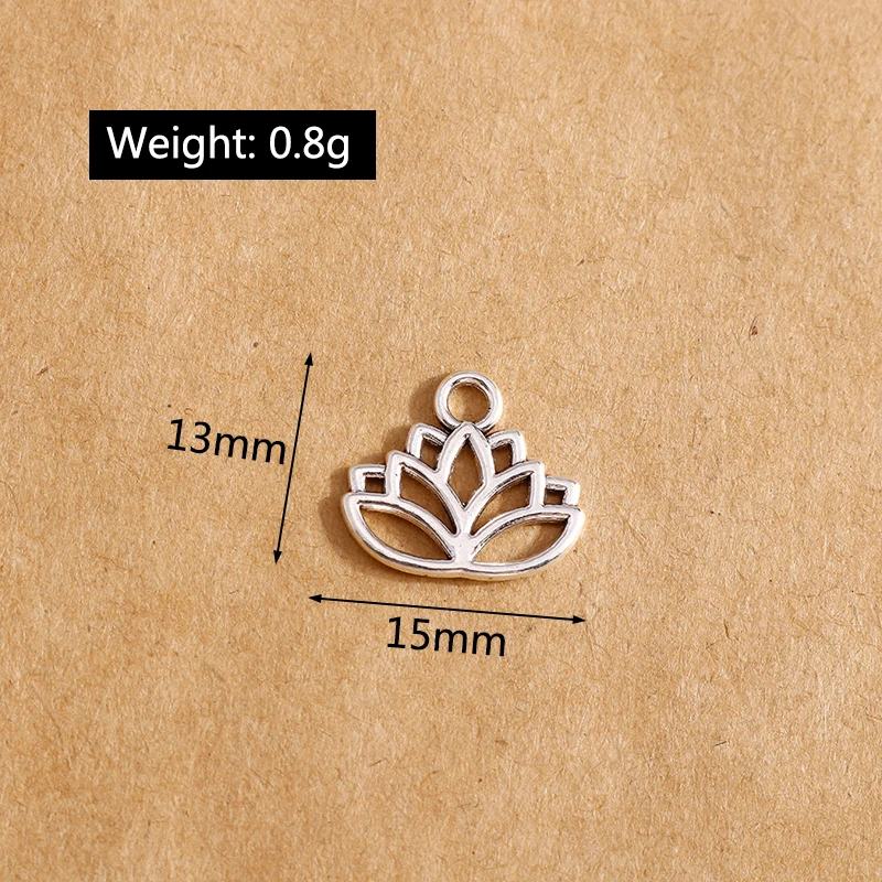 

20pcs Alloy Hollow Lotus Flower Charms Buddhist Lotus Pendants for Necklace Jewelry Making DIY Handmade Craft 13*15mm