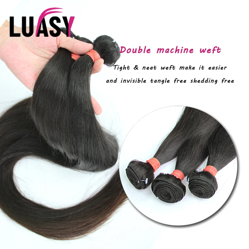 Luasy бразильские вплетаемые волосы пряди с закрытием прямые 100% Remy человеческие
