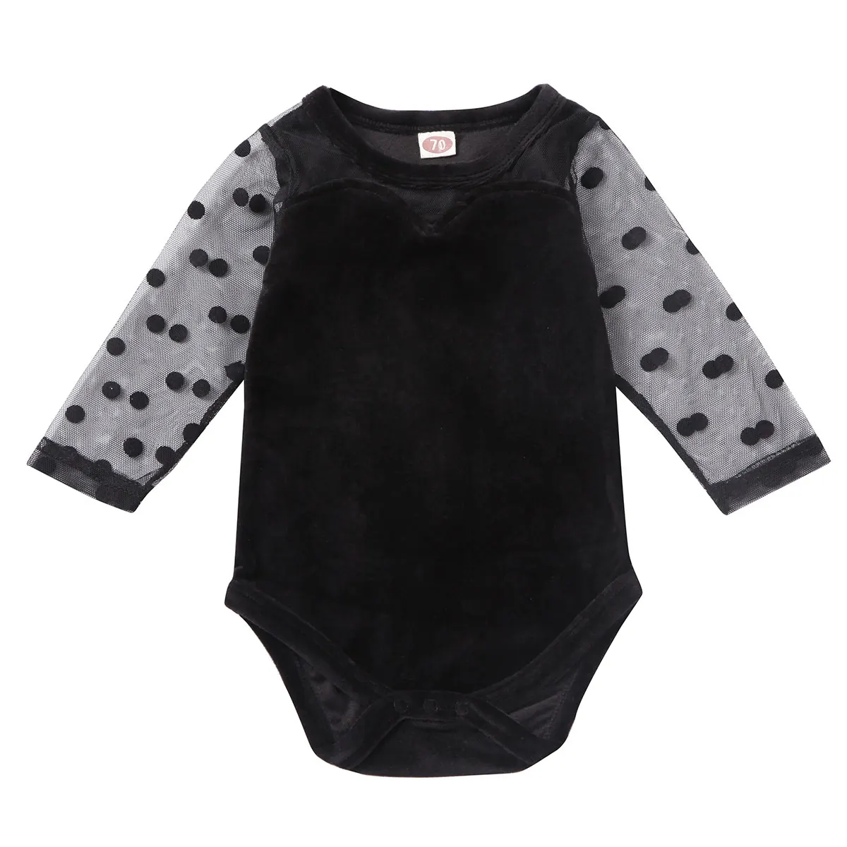 

0-18M Cute Newborn Infant Baby Girl Bodysuits Polka Dot Print Lace Solid Bodysuit Jumpsuit Outfit Clothes