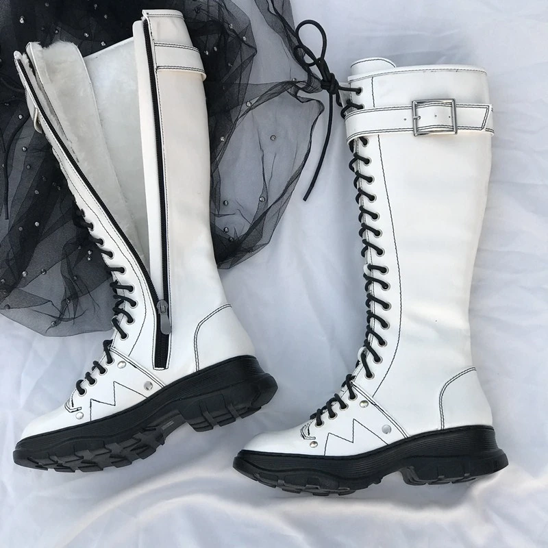 Latform сапоги до колена высокие женские кожаные ботинки с высоким голенищем