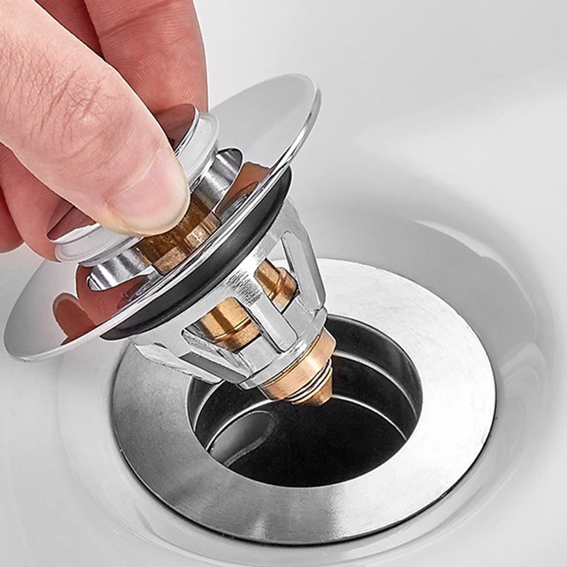 Wash Basin Bounce Drain Filter Universal Stainless Steel Push-type Core Leaking Plug Accessories Kitchen Floor Tool | Дом и сад