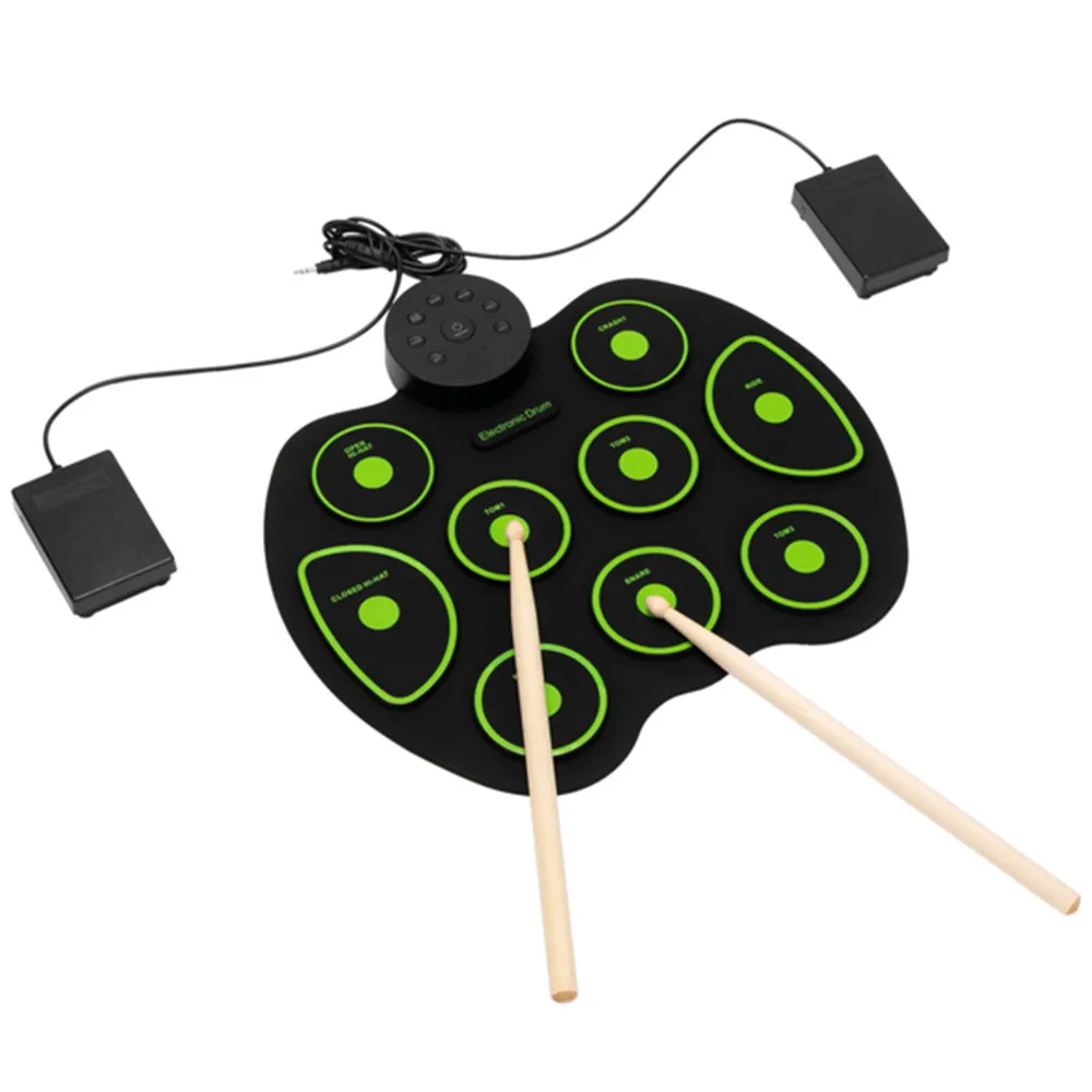 

9 Pads Electronic Drum Set Portable Drum Bluetooth Practice Drum Pad, Drum Kit with Built-in Dual Speakers and Headphone Jack fo