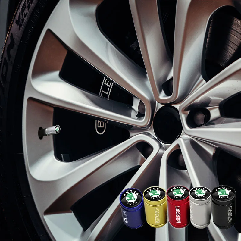 

Car Wheel Tire Valve Caps Aluminum Alloy Tyre Rim Stem Covers Airdust Waterproof for Skoda Octavia Rapid Kodiaq Karoq Superb etc