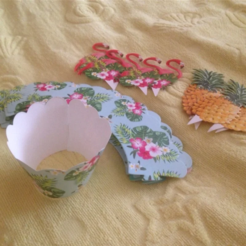 24 шт. бумага с Фламинго ананас кекс обертки топперы для Детей шар в виде фламинго