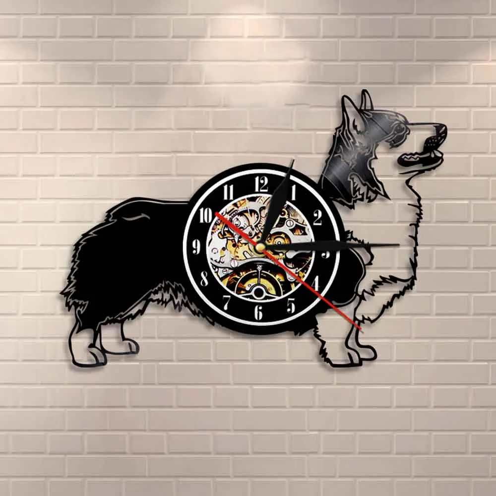 

Cardigan Welsh Corgi Dog Wall Clock Dog Breed Corgy Vinyl Record Wall Clock Puppy Pet Home Decor Wall Art Gift for Dog Lovers
