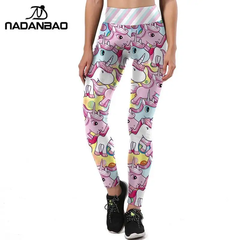 Женские эластичные леггинсы с высокой талией и принтом единорога | Женская