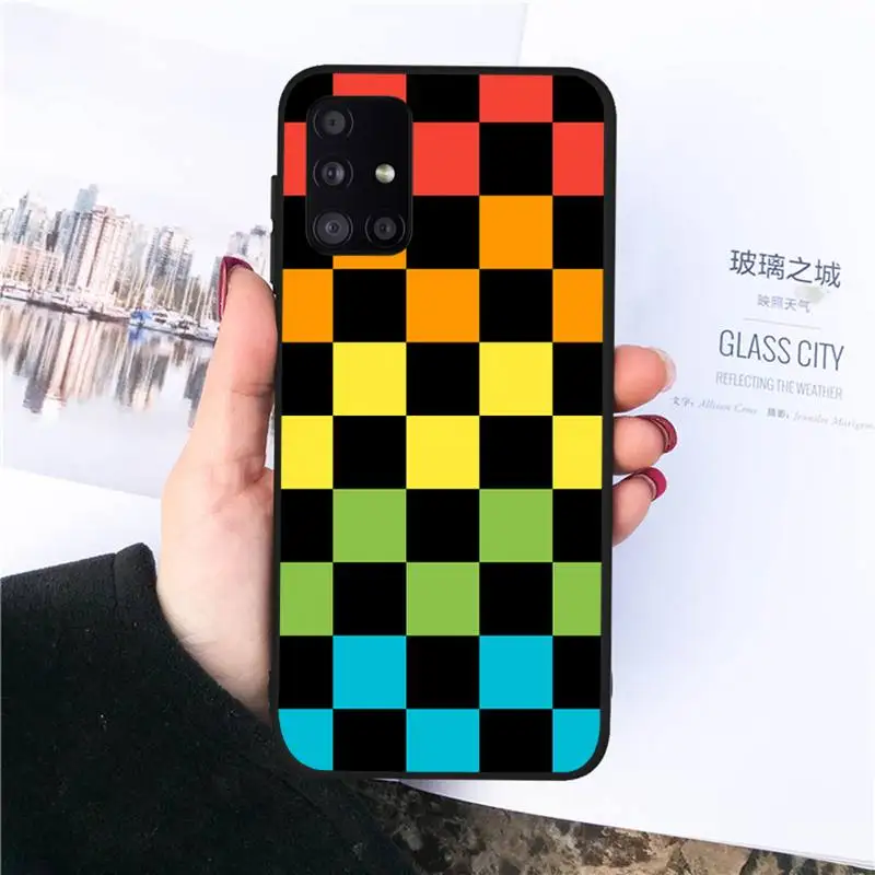 

Checkerboard Checkered Phone Case For Samsung Galaxy S8 S9 S10 Plus S10E Note 3 4 5 6 7 8 9 10 Pro Lite cover