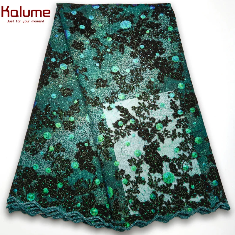 Kalume 2021 африканская бархатная кружевная ткань с блестками, нигерийский бархат, тюль, кружевная ткань высокого качества для свадебной вечеринки, платье «сделай сам» H2616