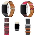 Серия 654321 100% натуральная кожа ремешок для наручных часов Apple Watch, версии se один тур Браслет 38 мм 42 Большие размеры 40-44
