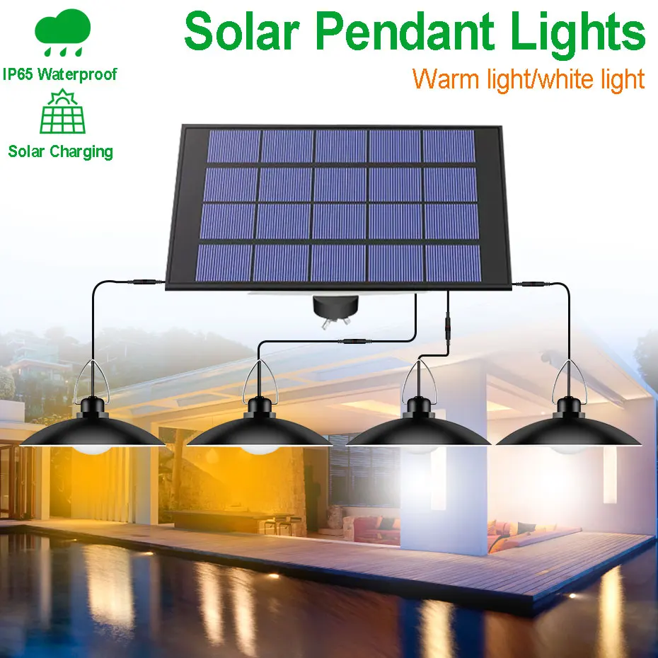 

Solar Led Light Outdoor Indoor Dusk to Dawn Light Sensor Pendant Bulb Solar Lamp 1 2 3 4 Heads White/Warm White For Home Garden
