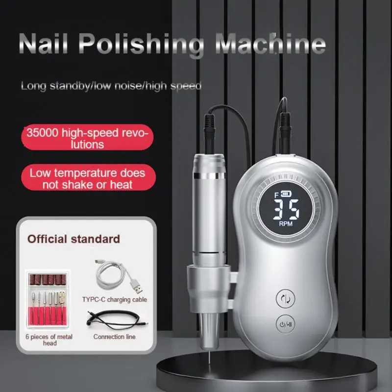 

Multi-function Rechargeable Nail Polisher Nail Drill Machine For Gel Nail Art Removal Manicure Pedicure Grinding Set Tools