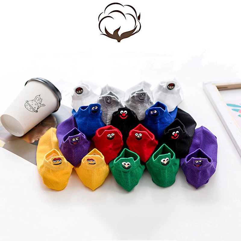 Летние милые носки с забавными выражениями для мужчин и женщин Мультяшные