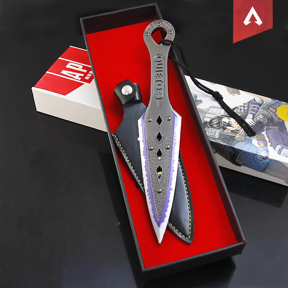 Apex Legends-Caja de regalo de hoja de esp&iacute;ritu malvado perif&eacute;rico, modelo de arma, adorno de Metal indoloro, aleaci&oacute;n de electroplaca, 22cm-3
